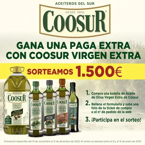 Sorteo de Coosur Virgen Extra gana una paga extra de 1.500€