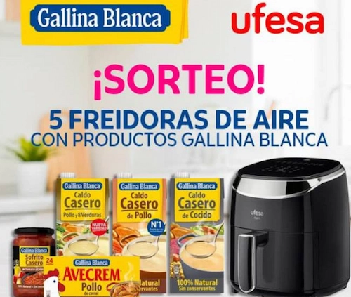 Sorteo 5 lotes Gallina Blanca y freidora de aire